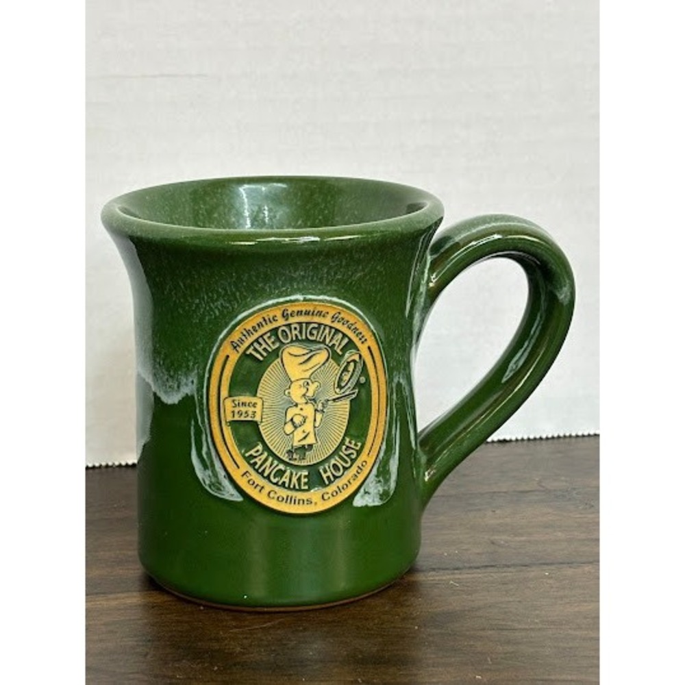 Deneen Pottery The Original Pancake House Fort Collins Green Drip Glaze Mug 2024